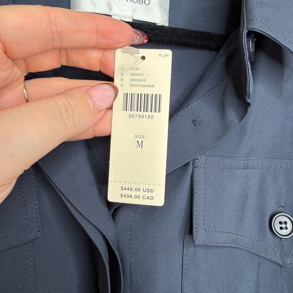 NWT Anthropologie Ronny Kobo Andes Charcoal Navy Utility Mini Wrap Dress Medium - Picture 14 of 16